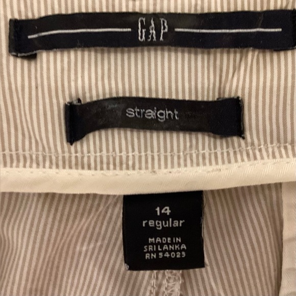 Gap brown and cream pinstriped cotton pants straight leg size 14 - Picture 5 of 11